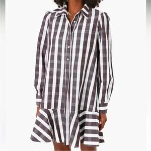 Tuckernuck Check Callahan Espresso Linen Cotton Plaid Dress Fall Farm GUC Large